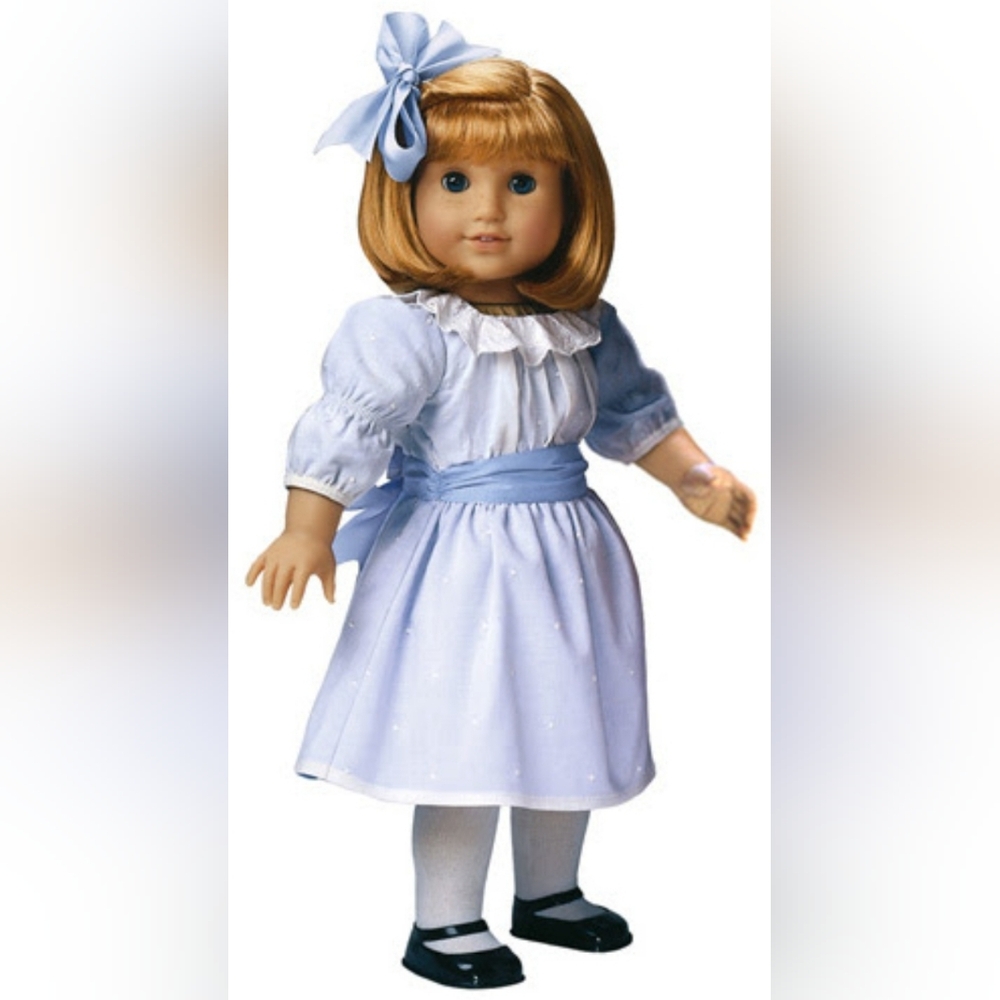 NELLIE AMERICAN GIRL RETIRED MEET OUTFIT with SHOES TIGHTS BLOOMERS Bow. Good co